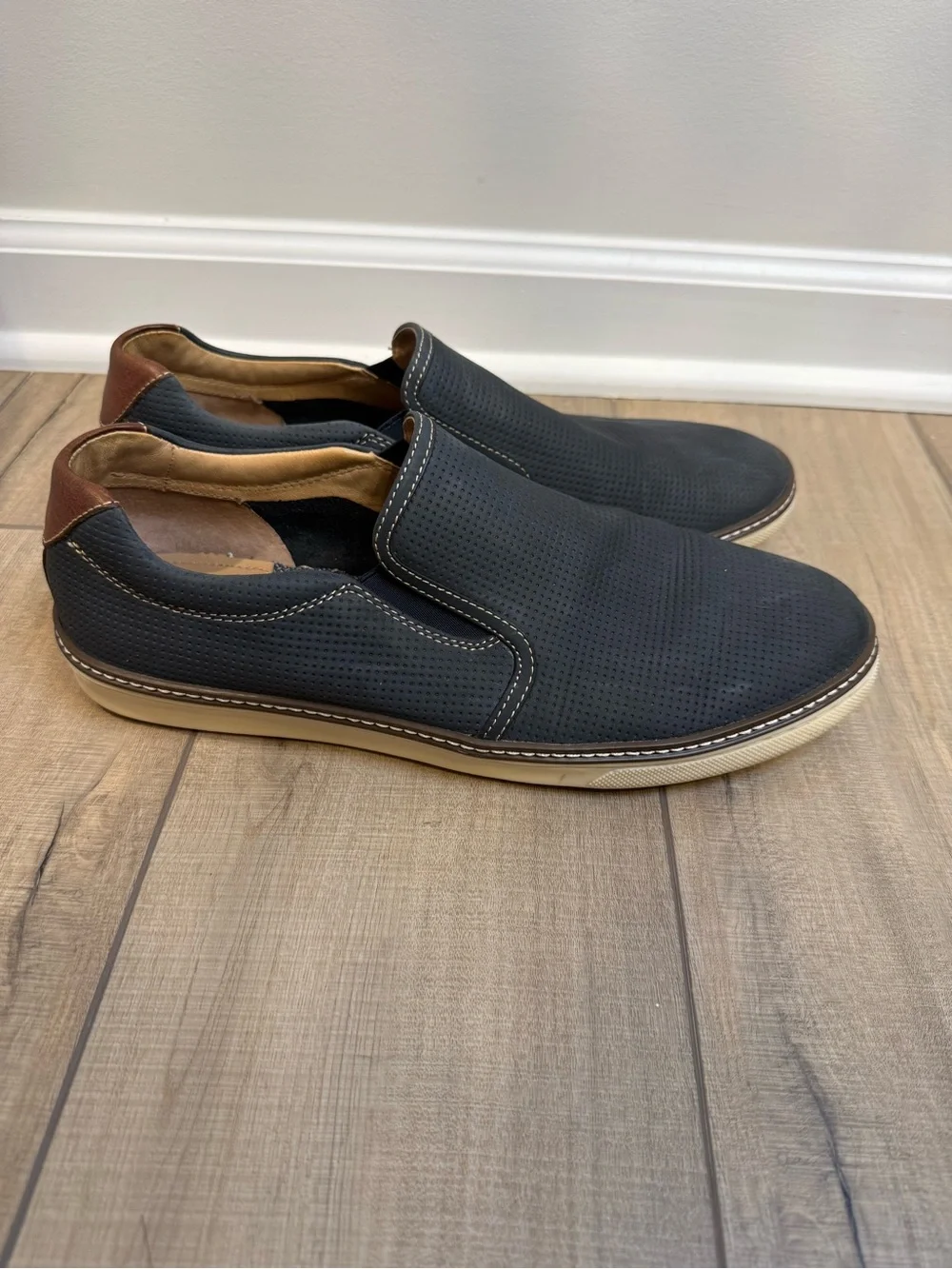 Johnston & Murphy Perforated Navy Slip-On Loafers
